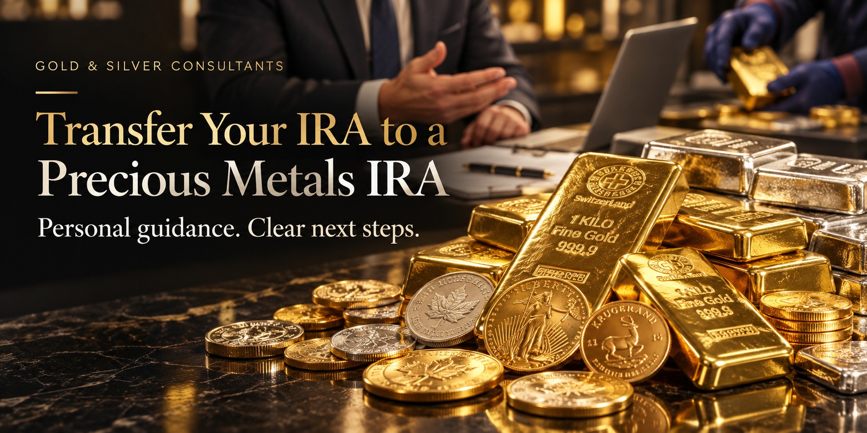 Transfer your IRA to a precious metals IRA — personal guidance and clear next steps from Gold and Silver Consultants